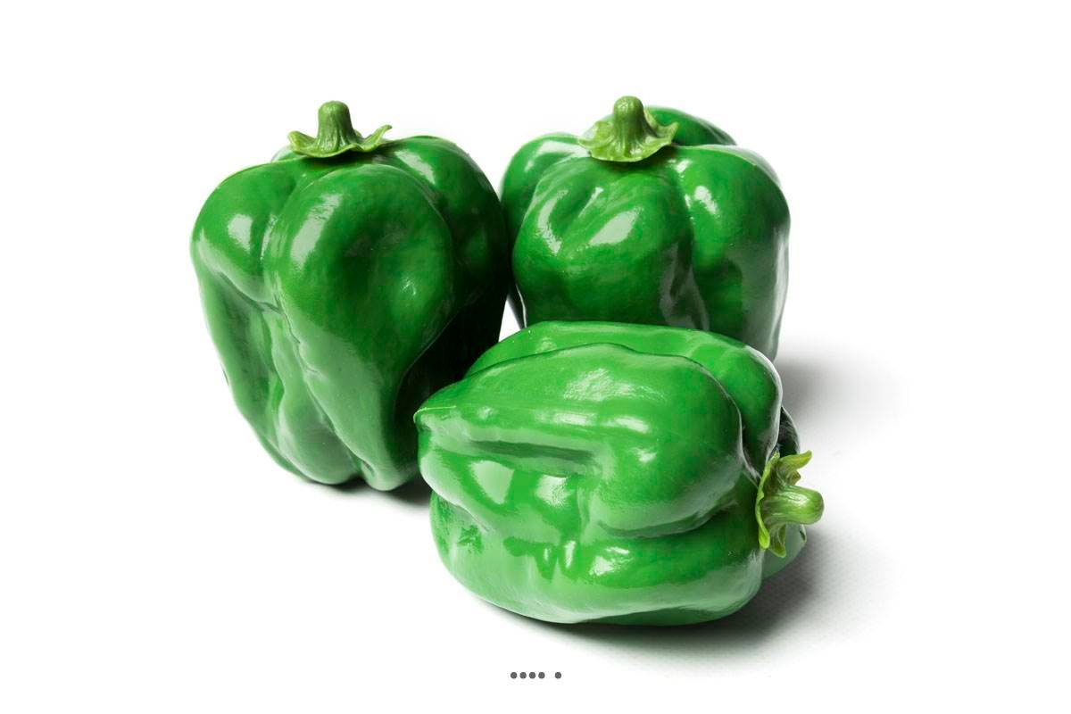 Artificielles - Poivron vert artificiel en lot de 3 en Plastique soufflé H 110x85 mm - Imagen 2