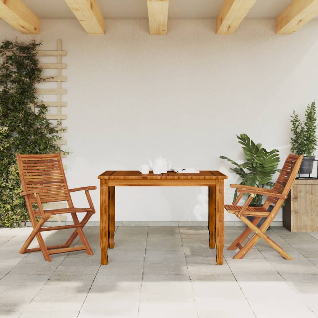 Chaises de jardin pliantes bois d'acacia naturel lot de 2 57 x 66 x 95 cm - PANGIVO - Image 3