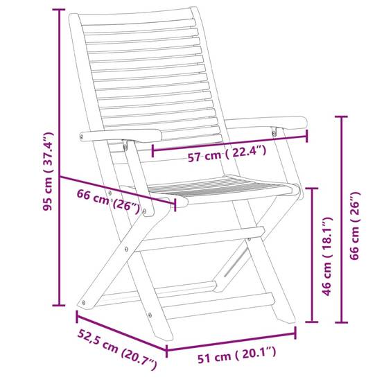 Chaises de jardin pliantes bois d'acacia naturel lot de 2 57 x 66 x 95 cm - PANGIVO - Image 10