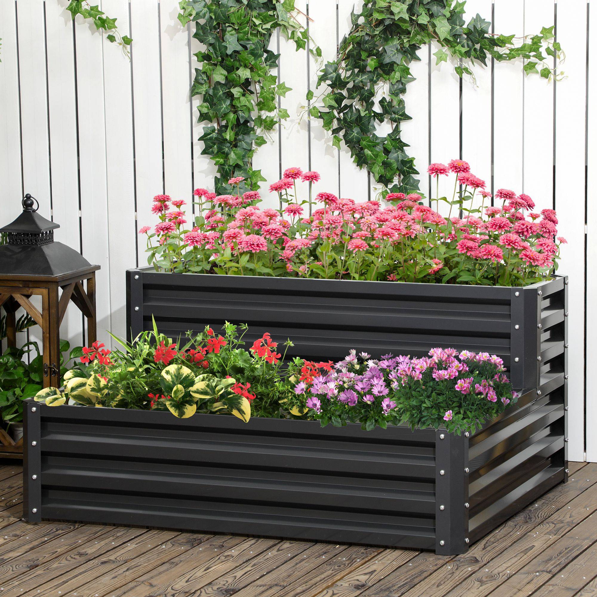 ComfortXL - Carré Potager 2 Étages en Acier Jardin Surélevé pour Légumes et Herbes 120x101x58cm - ComfortXL Outdoor Living - Image 4