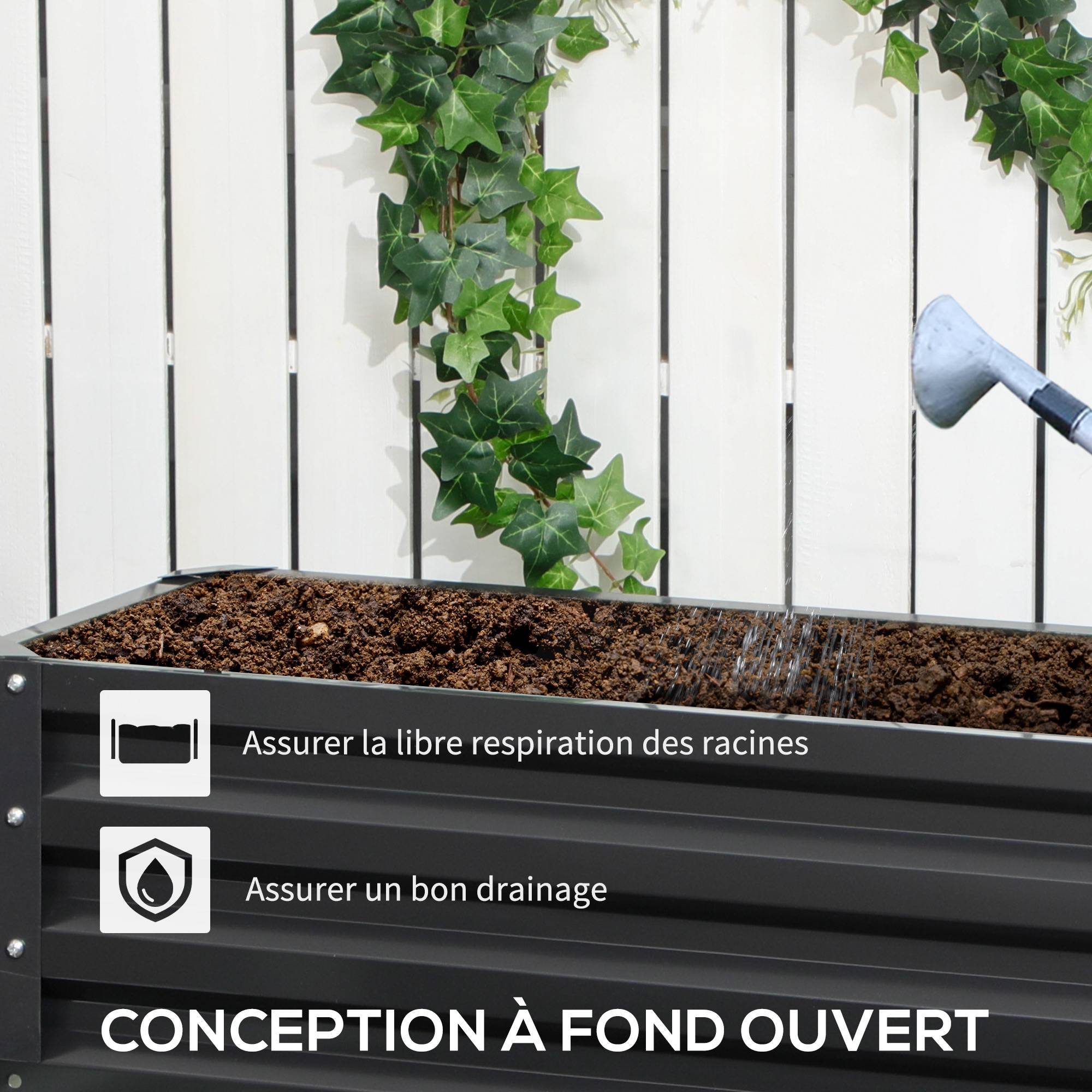 ComfortXL - Carré Potager 2 Étages en Acier Jardin Surélevé pour Légumes et Herbes 120x101x58cm - ComfortXL Outdoor Living - Image 7