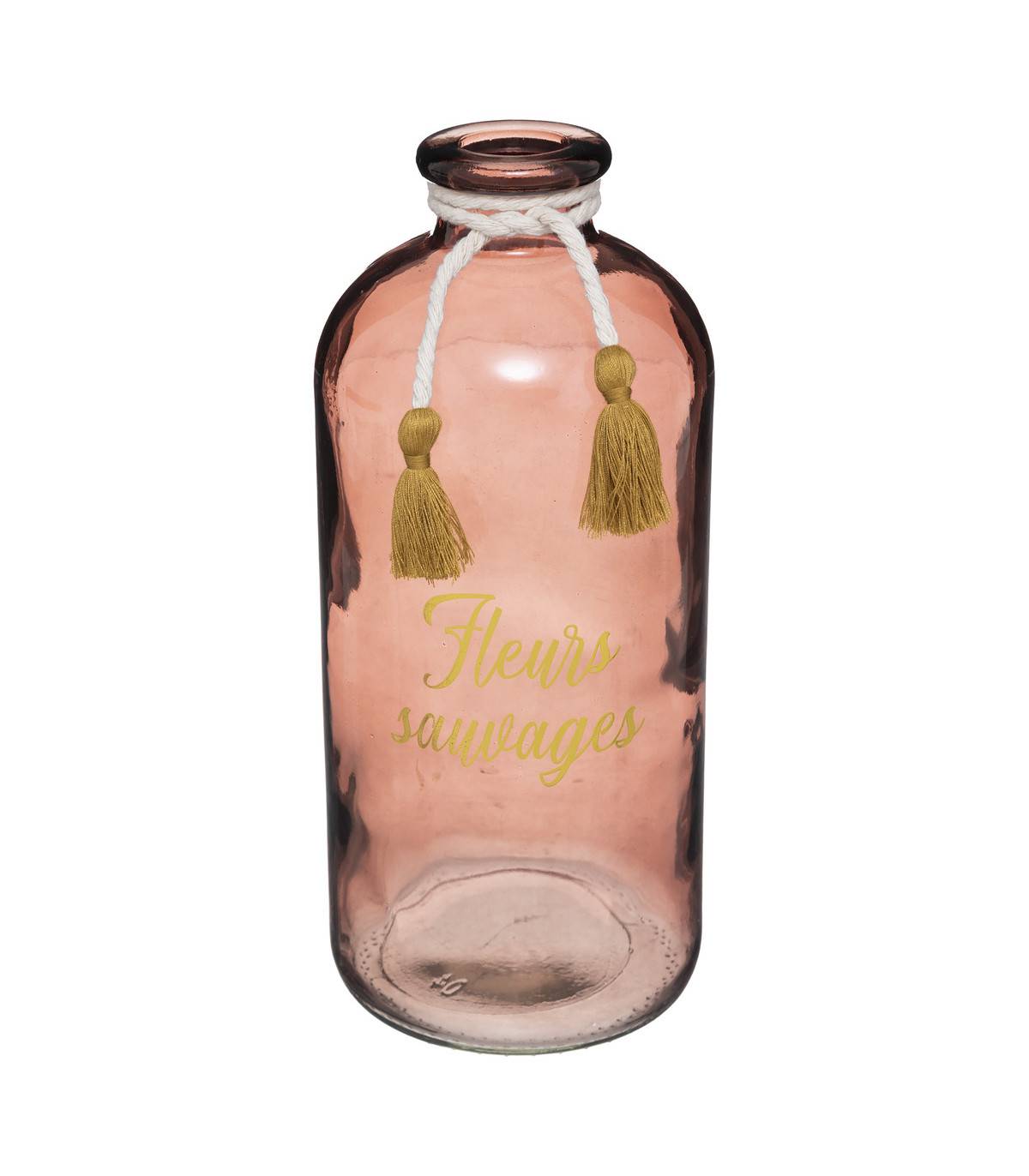 Vase en Verre avec Message et Pompons H 25 cm - Imagen 1