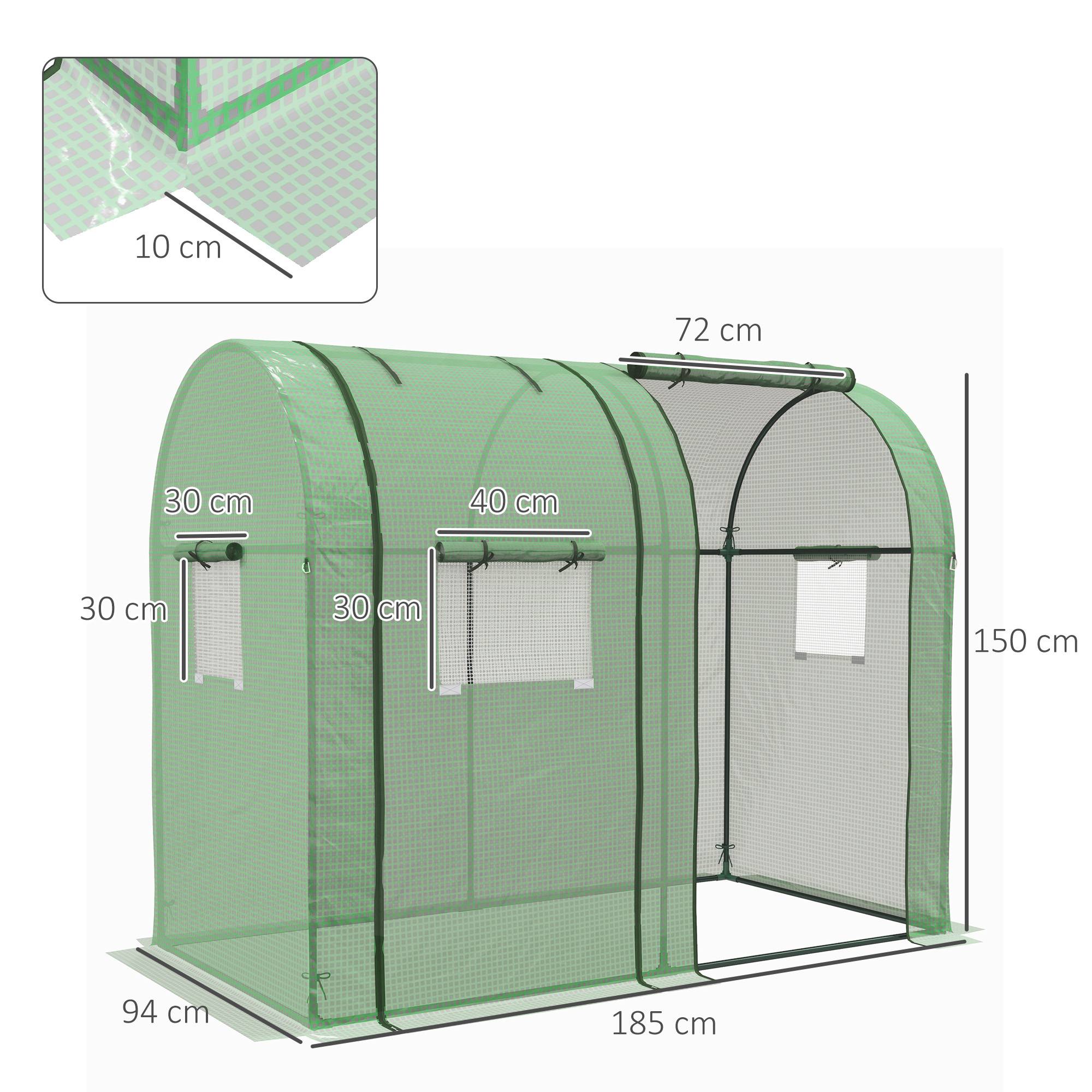 Sans Marque - Serre robuste 4 fenêtres 2 portes zip protection UV plantes 185x94x150 cm verte - Image 5