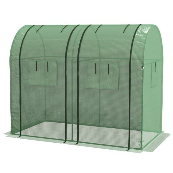 Sans Marque - Serre robuste 4 fenêtres 2 portes zip protection UV plantes 185x94x150 cm verte - Image 2