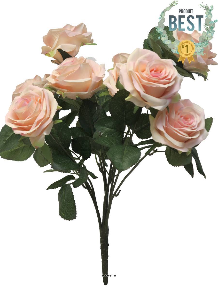 Artificielles - Bouquet de rose Paris artificielle, 10 têtes, H 42 cm Rose pâle - BEST - couleur: Rose pâle - Imagen 1