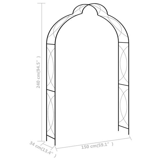 Tonnelle de Jardin Fer Noir Arche à Rosiers Pergola Solide Allée Entrée 150x34x240 cm - ComfortXL Outdoor Living - Image 5