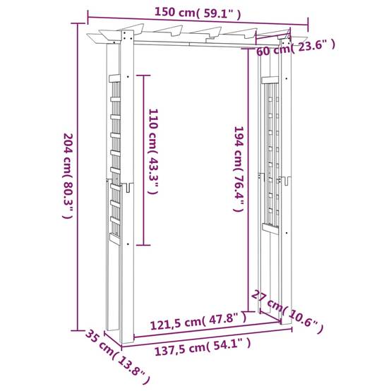 Tonnelle de Jardin Fer Noir Arche à Rosiers Pergola Solide Allée Entrée 150x34x240 cm - ComfortXL Outdoor Living - Image 6