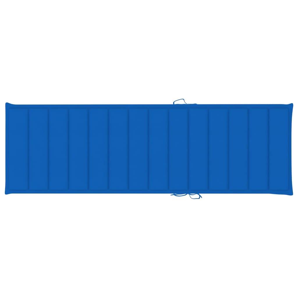 Helloshop26 - Transat chaise longue bain de soleil lit de jardin terrasse meuble d'extérieur avec coussin bleu royal bois de pin imprégné - Imagen 5