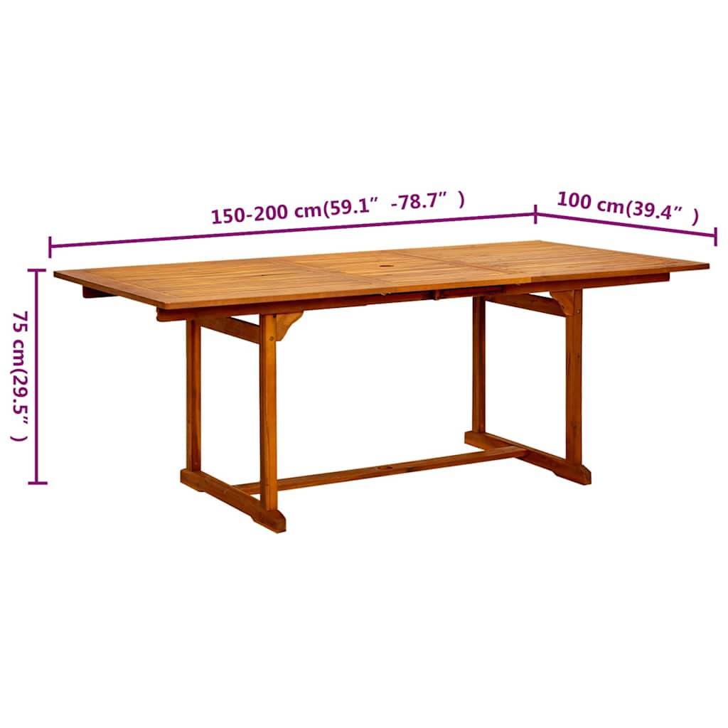 Vidaxl - Table à dîner de jardin (150-200)x100x75cm Bois d'acacia massif vidaXL 316564 - Imagen 3