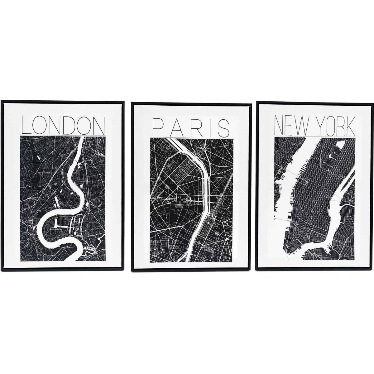 Sil - Assortiment de 3 cadres Londres/Paris/New York Sil