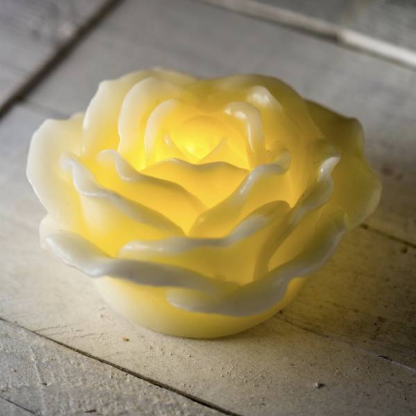Lotti - Bougie en forme de rose lumineuse cire ivoire à piles LED blanc chaud effet flamme Lotti - Imagen 5