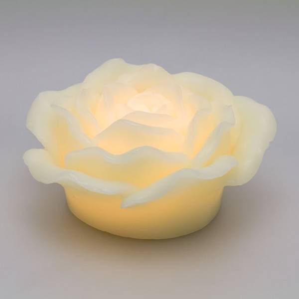Lotti - Bougie en forme de rose lumineuse cire ivoire à piles LED blanc chaud effet flamme Lotti - Imagen 1