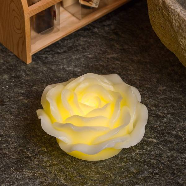 Lotti - Bougie en forme de rose lumineuse cire ivoire à piles LED blanc chaud effet flamme Lotti - Imagen 8
