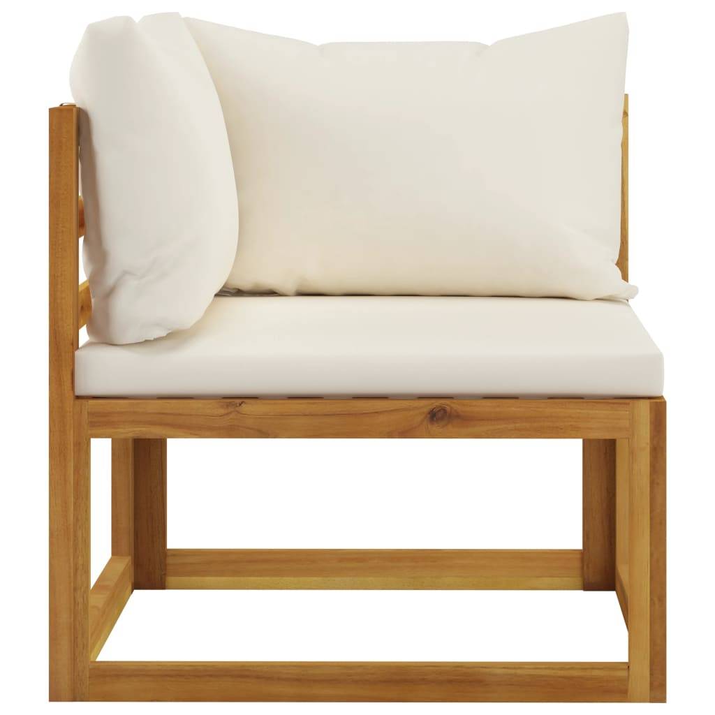 Helloshop26 - Salon de jardin meuble d'extérieur ensemble de mobilier 12 pièces avec coussin crème bois d'acacia solide - Imagen 4