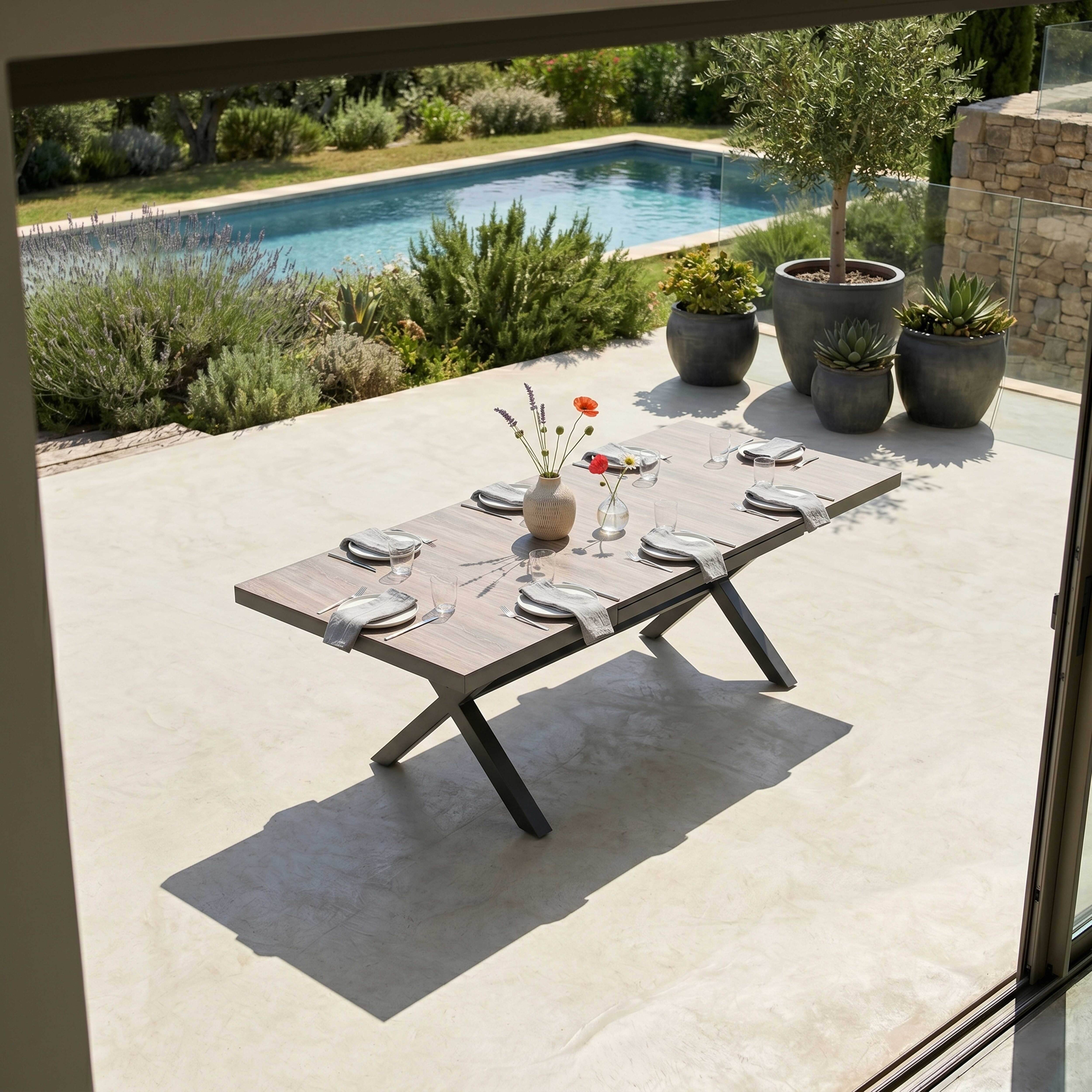 Oviala - Table extensible aluminium et céramique avec 10 chaises Tivoli - Oviala - Image 3
