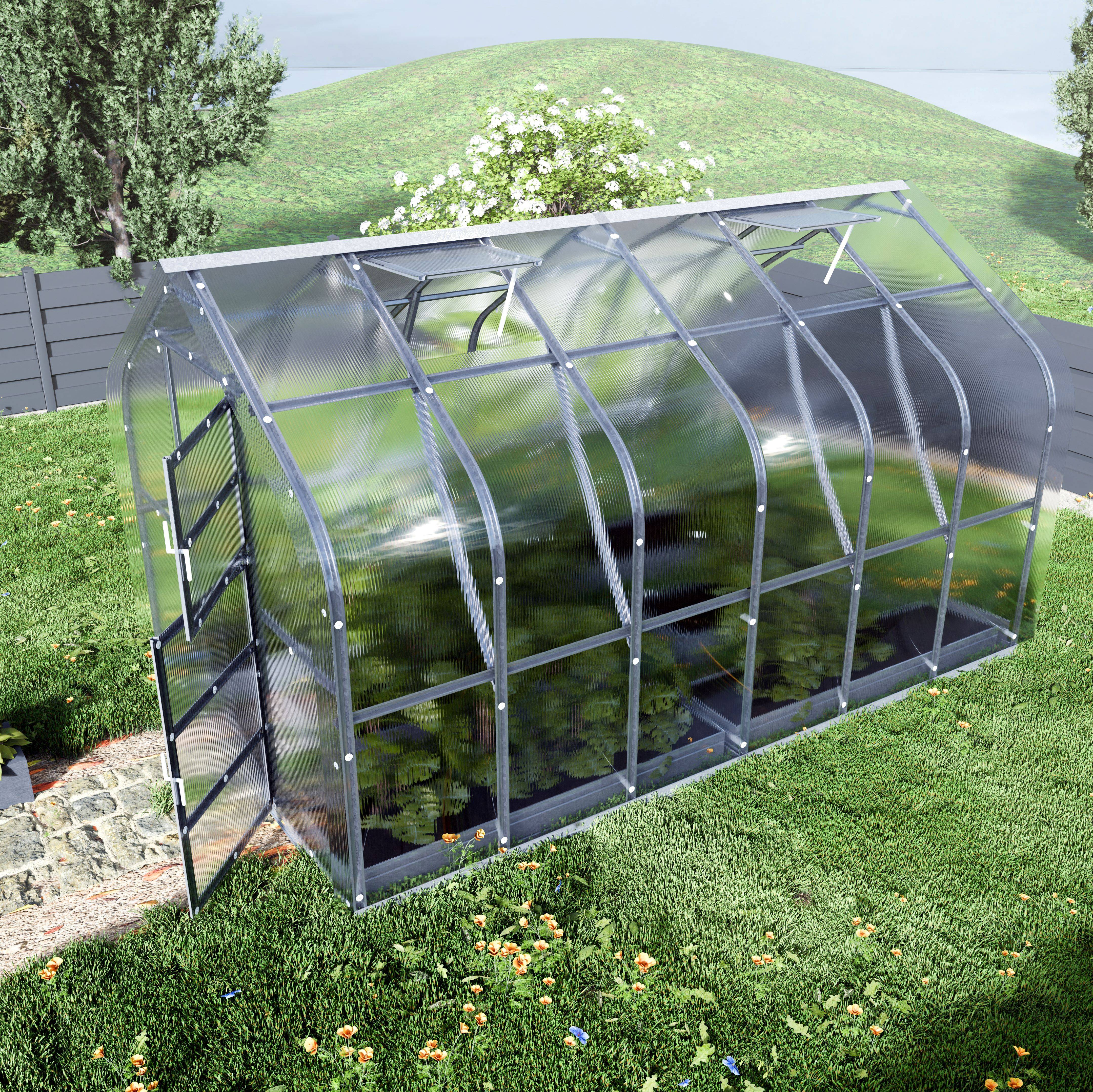 KLASIKA GREENHOUSES - Serre KLASIKA Standard 10m2, 2,5m x 4m, 6 mm avec revêtement en polycarbonate (Avec 2 toits ouvrants automatiques) - Image 2