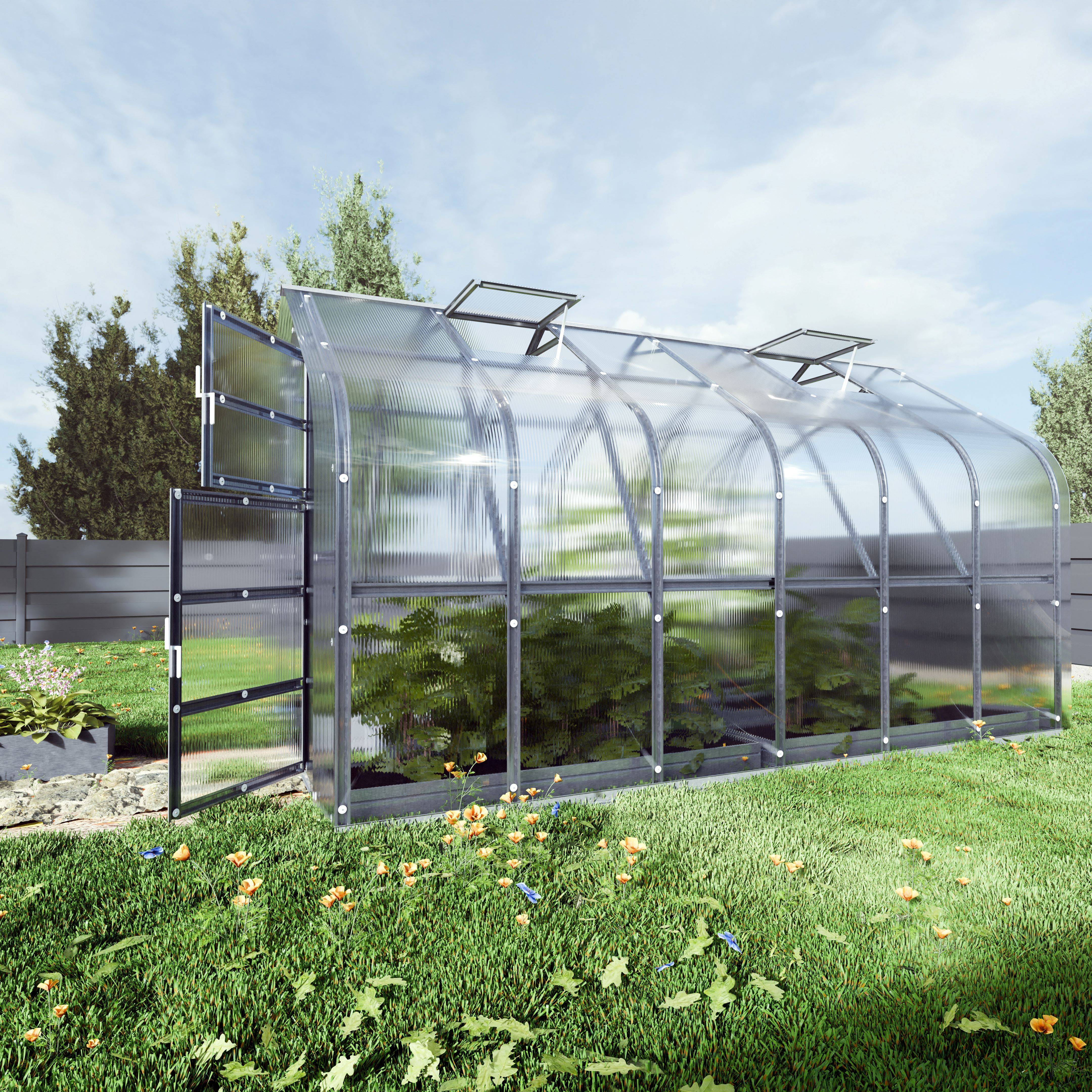 KLASIKA GREENHOUSES - Serre KLASIKA Standard 10m2, 2,5m x 4m, 6 mm avec revêtement en polycarbonate (Avec 2 toits ouvrants automatiques) - Image 3