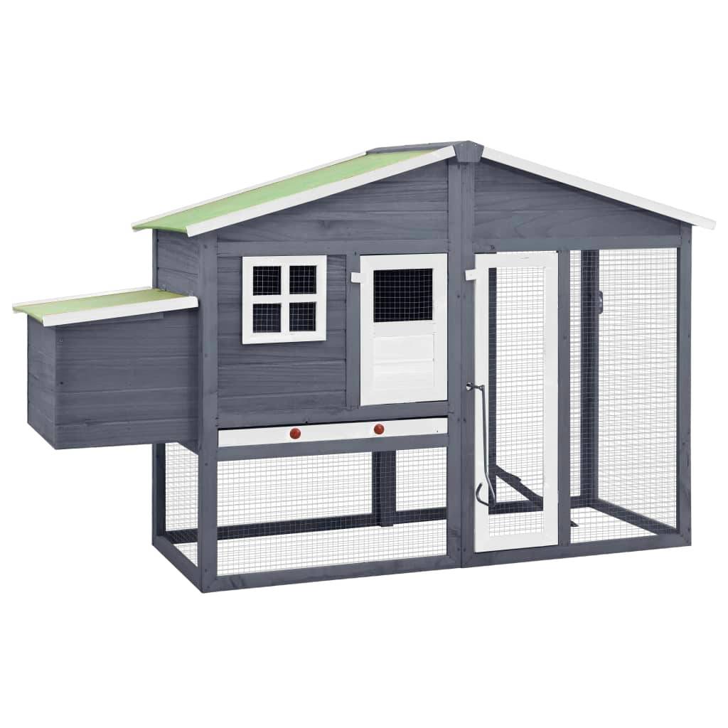 Helloshop26 - Poulailler avec nichoir 191 x 67 x 117 cm bois de sapin massif gris et blanc - Imagen 1