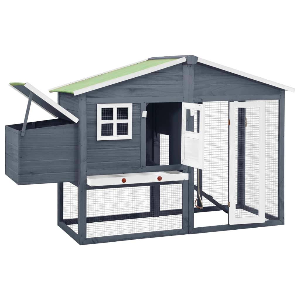 Helloshop26 - Poulailler avec nichoir 191 x 67 x 117 cm bois de sapin massif gris et blanc - Imagen 3