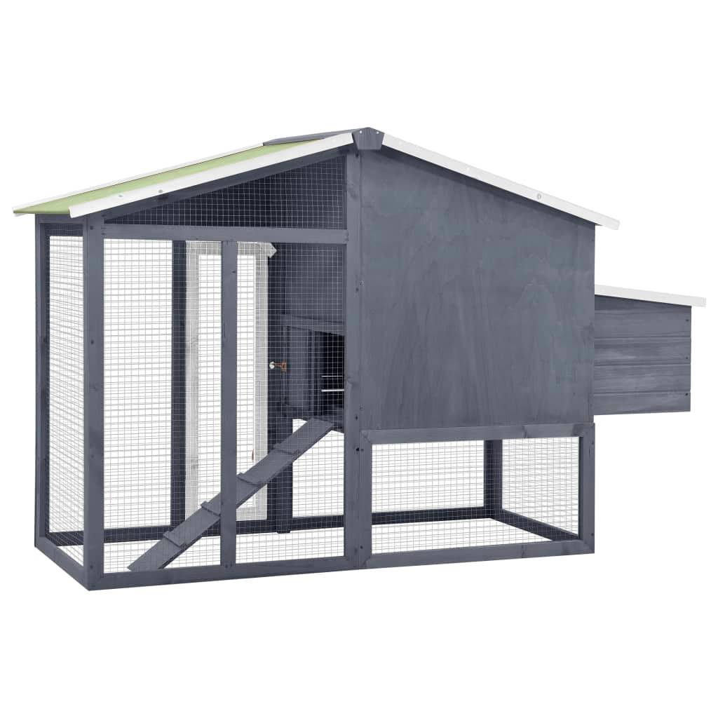 Helloshop26 - Poulailler avec nichoir 191 x 67 x 117 cm bois de sapin massif gris et blanc - Imagen 5