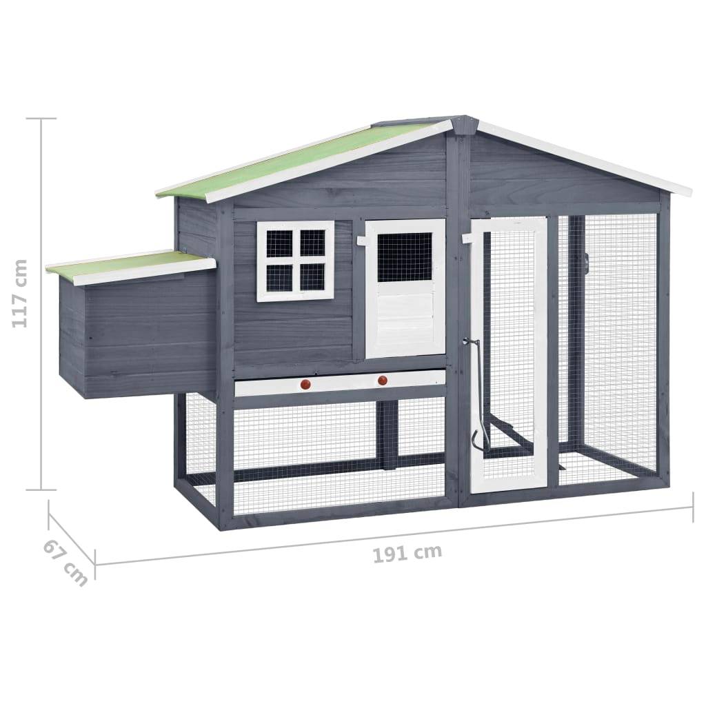 Helloshop26 - Poulailler avec nichoir 191 x 67 x 117 cm bois de sapin massif gris et blanc - Imagen 6