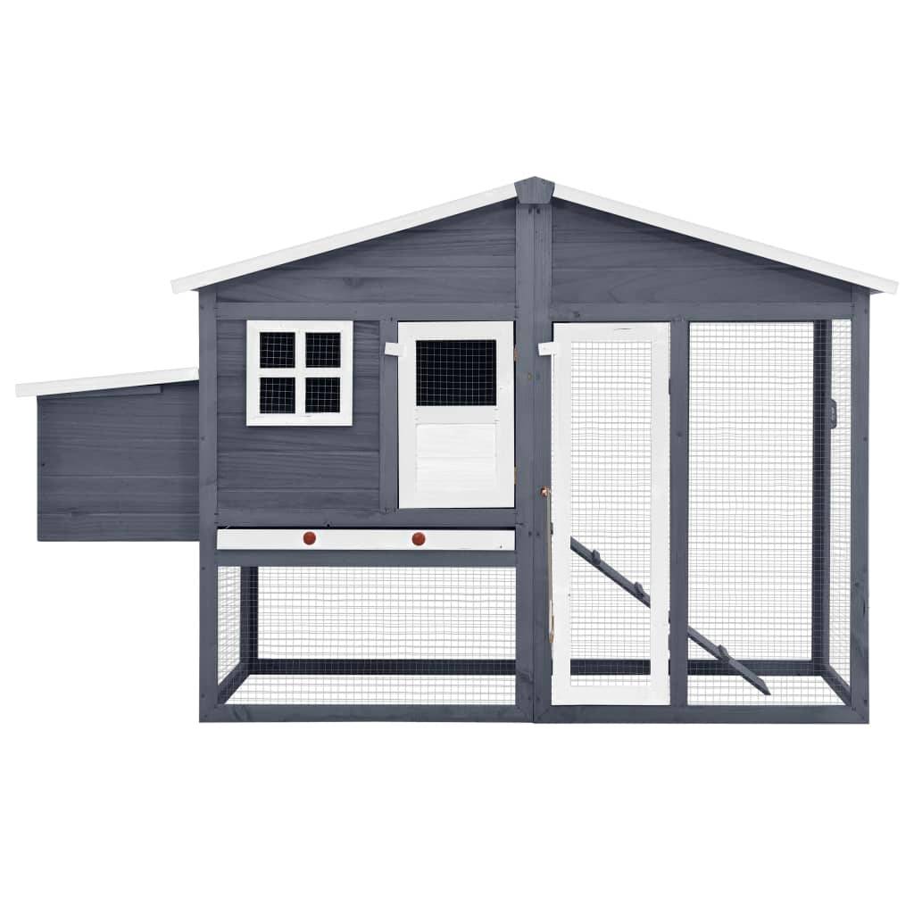 Helloshop26 - Poulailler avec nichoir 191 x 67 x 117 cm bois de sapin massif gris et blanc - Imagen 4