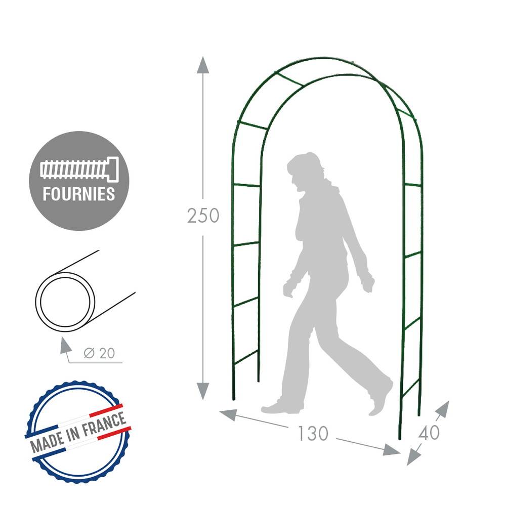 Louis Moulin - Arche tube ROND20 classique fer vieilli - 130x40x250 cm - Acier époxy Louis Moulin - Imagen 2