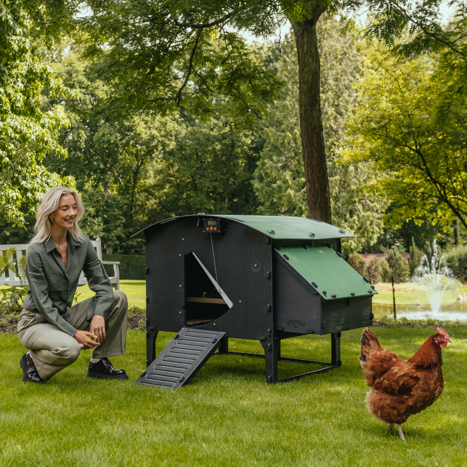 Poulailler Nestera The Lodge Large 8 poules - Plastique recyclé - garanti 25 ans - Imagen 6