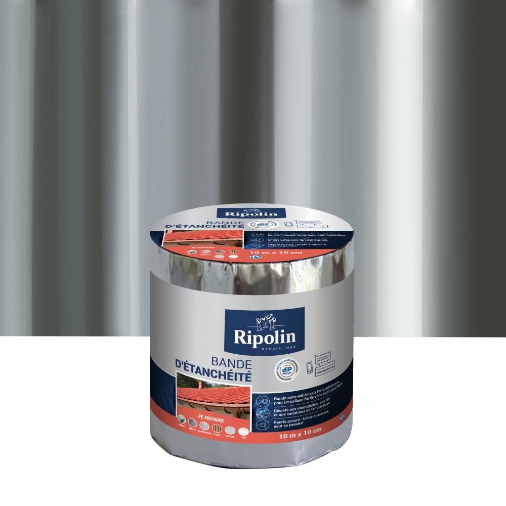 Ripolin - Bande d'étanchéité Adhésive ripolin, 10 m x 10 cm, aluminium - Image 1