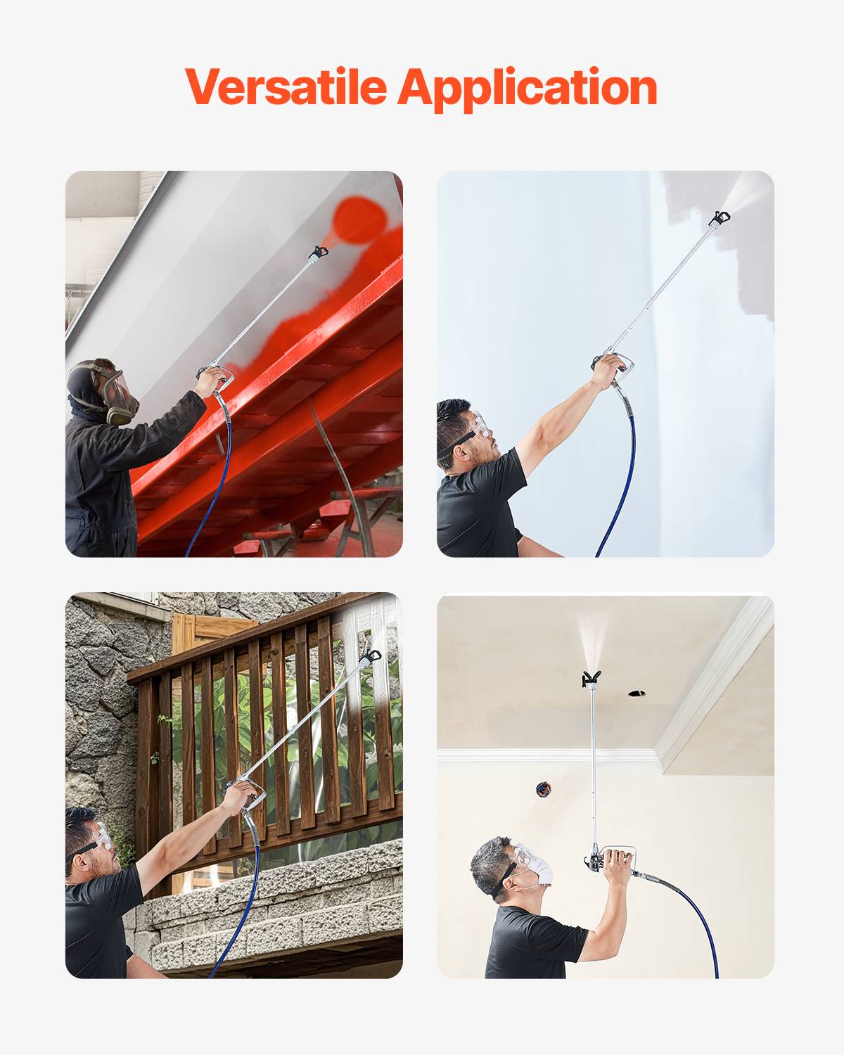 Vevor - VEVOR Kit pistolet peinture sans air, 248 bar, 5 embouts, pivotant. Filtres, tuyau, tiges extension. - Image 6