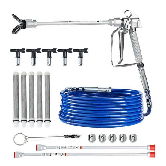 Vevor - VEVOR Kit pistolet peinture sans air, 248 bar, 5 embouts, pivotant. Filtres, tuyau, tiges extension. - Image 1