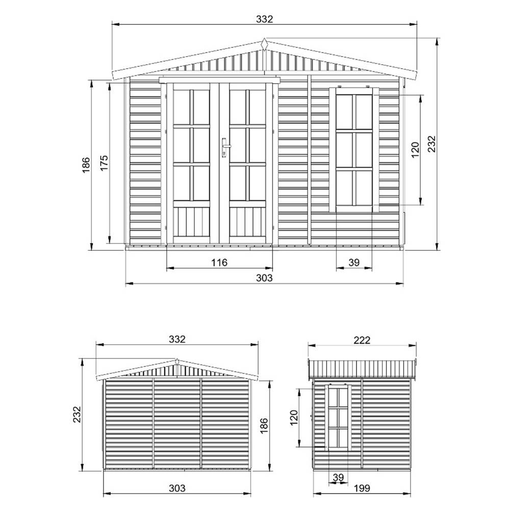 Timbela - Abri de jardin en bois 6 m² / l332xP222xH232cm - Cabanon jardin extérieur avec sol - Chalet de Loisirs - 17 mm d’épaisseur - Timbela M334FB - Image 6