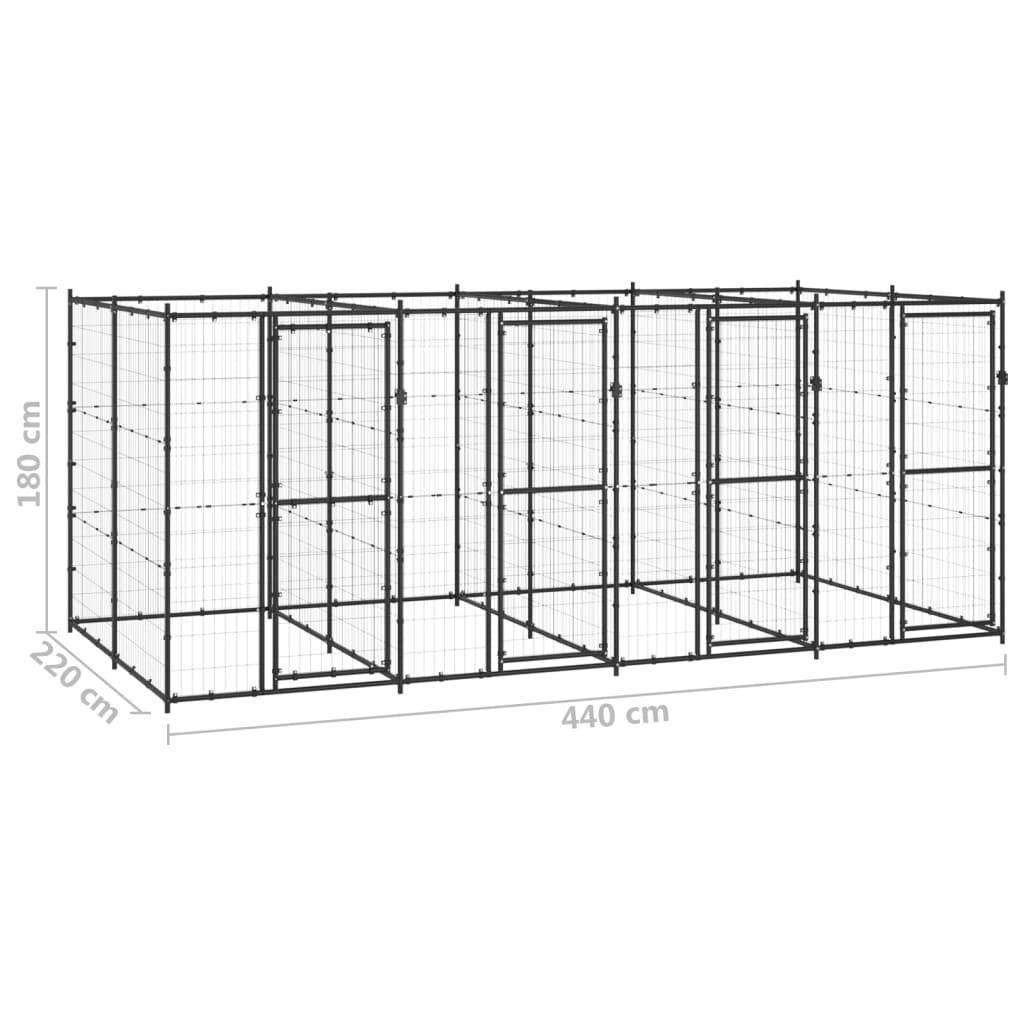 Helloshop26 - Chenil extérieur cage enclos parc animaux chien extérieur acier 9,68 m² - Imagen 2