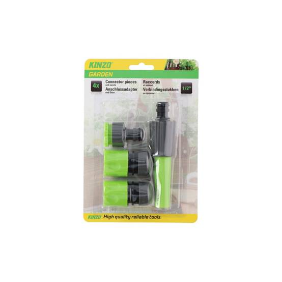 Kit Arrosage 4 Pièces Lance + 3 raccords 1/2" 15mm réglables Jardin irrigation KINZO - Imagen 3