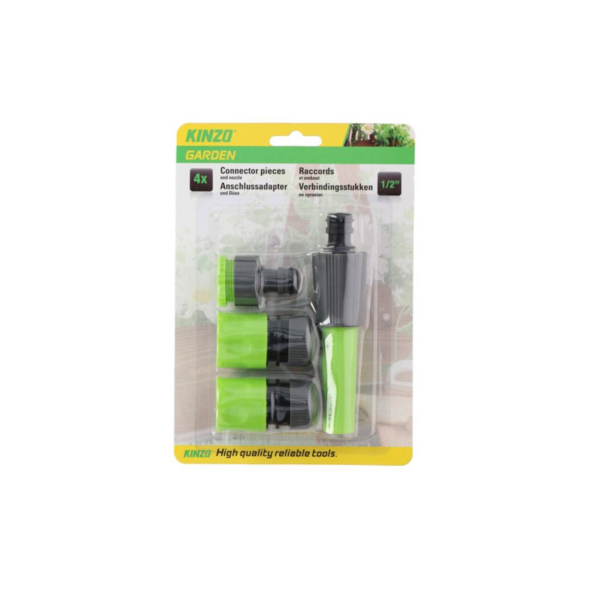 Kit Arrosage 4 Pièces Lance + 3 raccords 1/2" 15mm réglables Jardin irrigation KINZO - Image 3