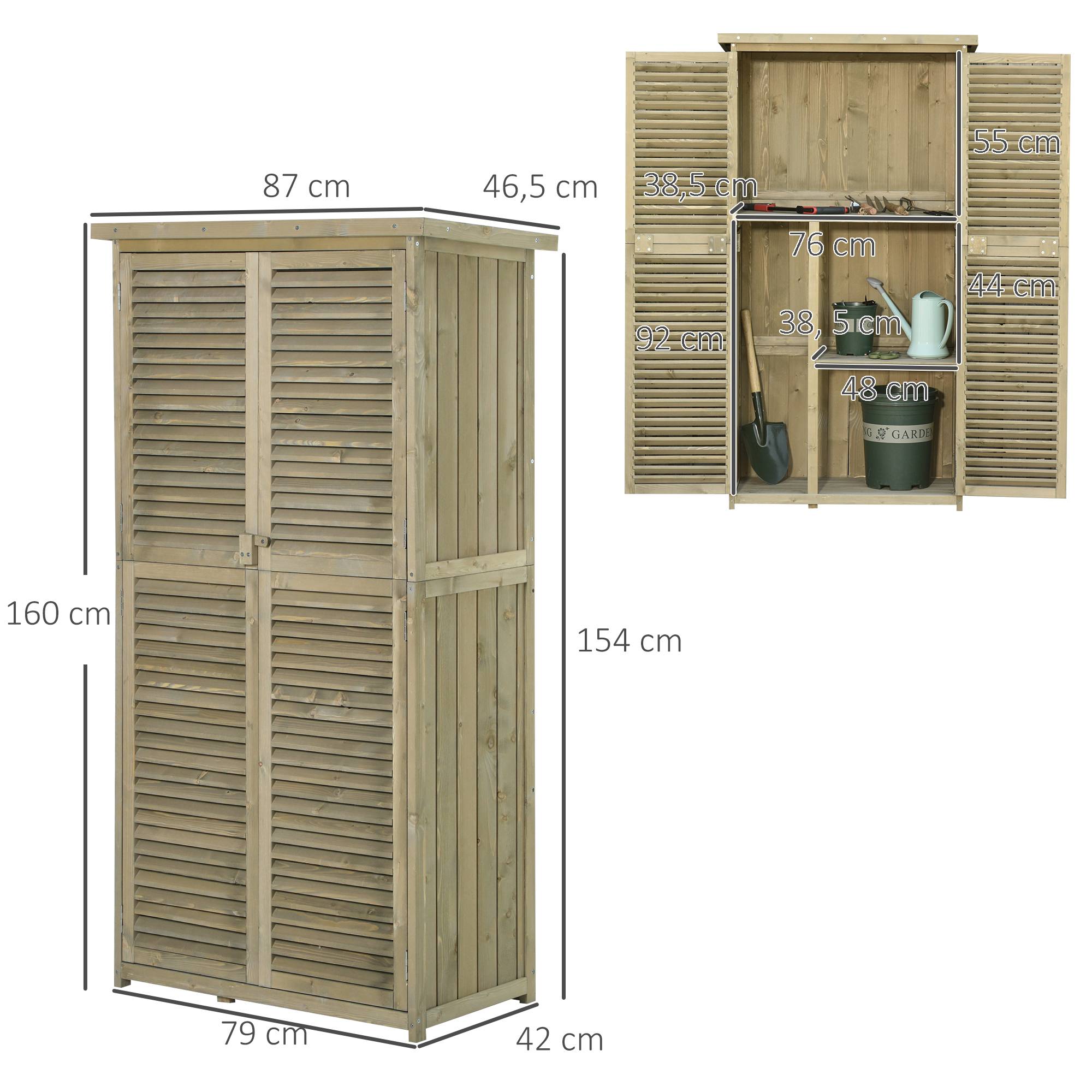 Abri de jardin bois avec 2 étagères 87x47x160 cm - Image 5