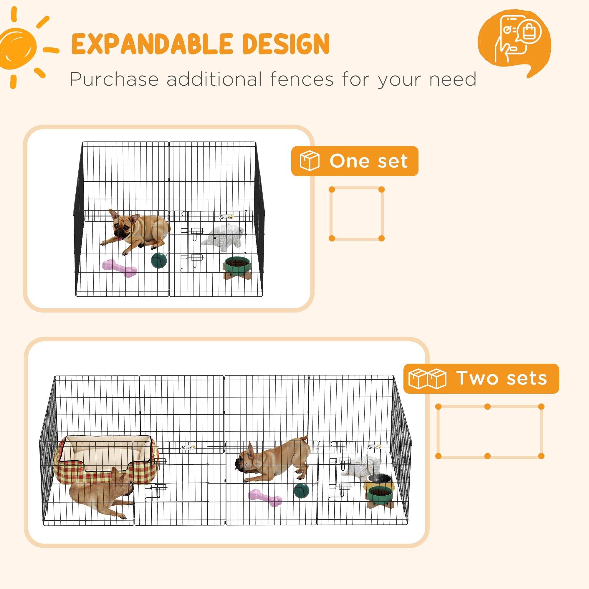 Parc pour chien 8 panneaux 61x61 cm, cage en métal avec porte et double verrouillage, noir - Image 10