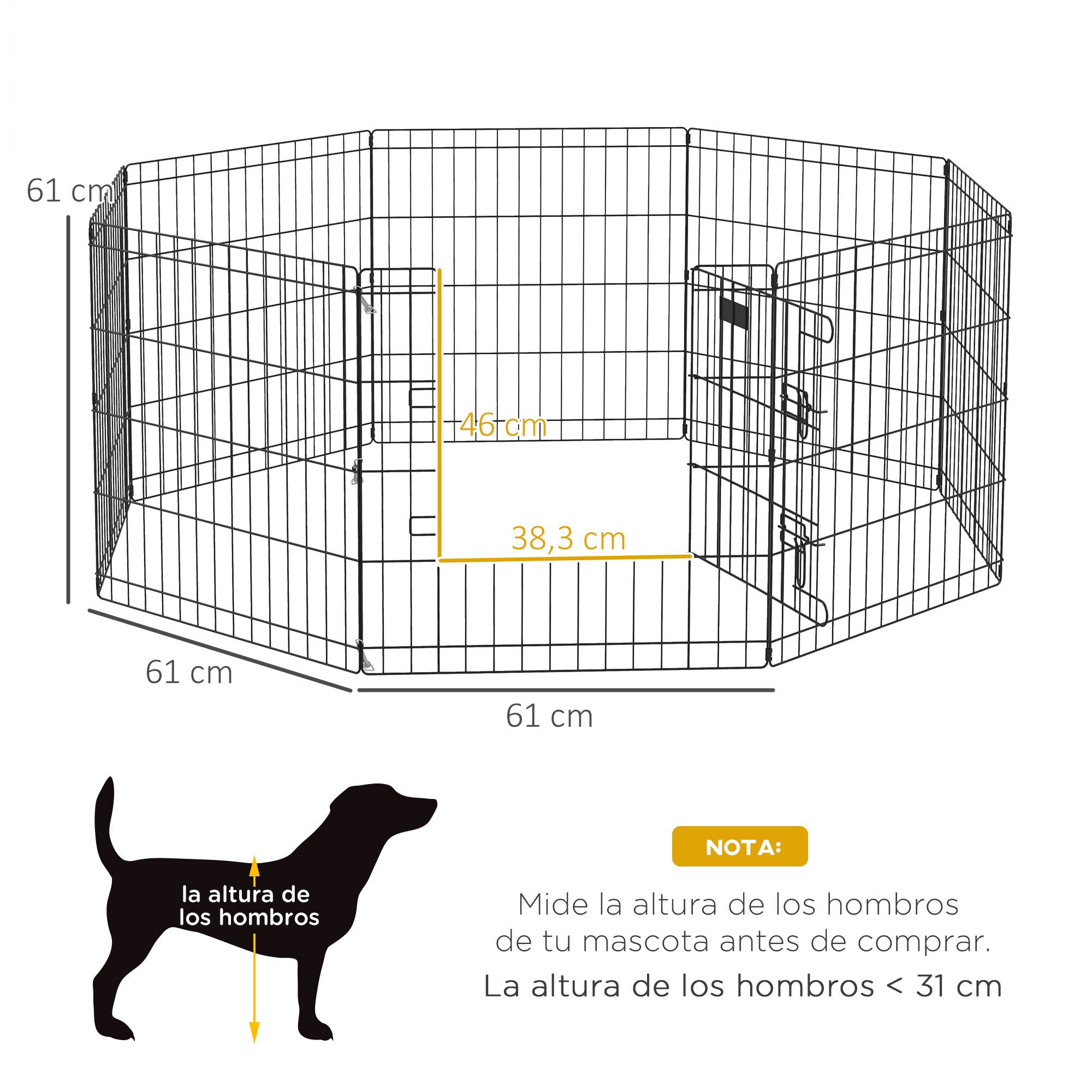 Parc pour chien 8 panneaux 61x61 cm, cage en métal avec porte et double verrouillage, noir - Image 5