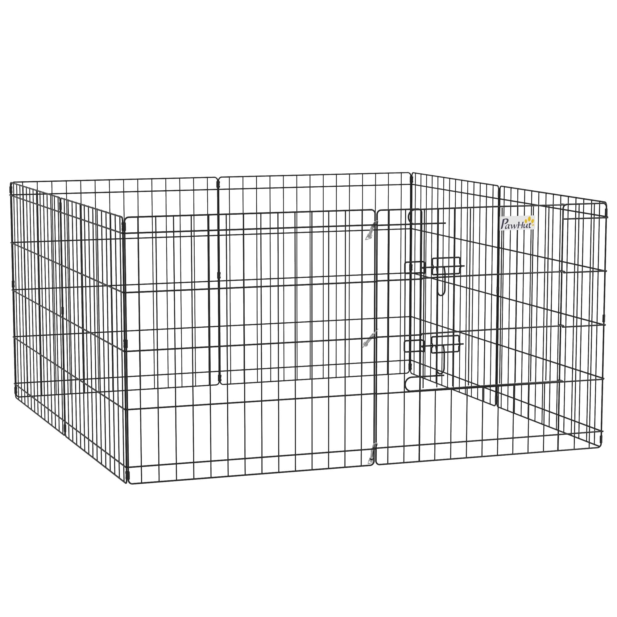 Parc pour chien 8 panneaux 61x61 cm, cage en métal avec porte et double verrouillage, noir - Image 2