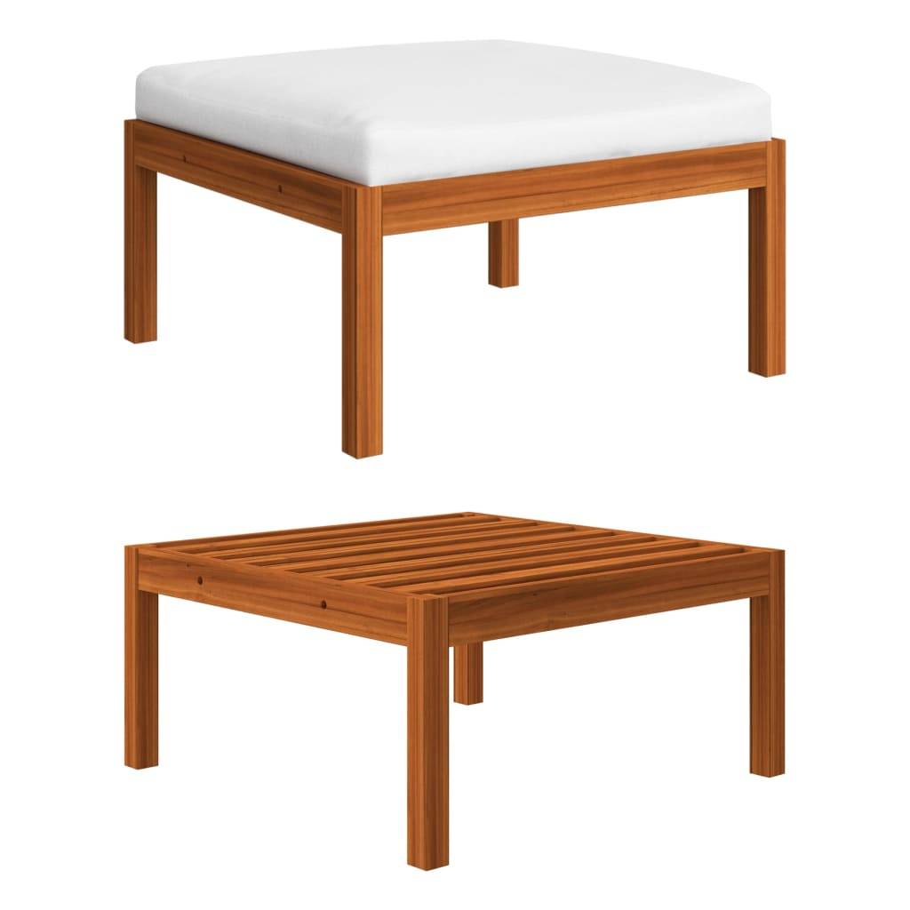 Helloshop26 - Salon de jardin meuble d'extérieur ensemble de mobilier 7 pièces avec coussins crème bois d'acacia solide - Imagen 8