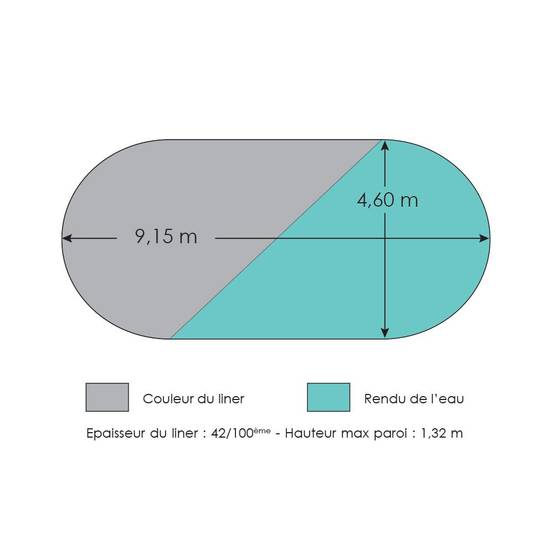 Liner gris pour piscine métal intérieur 9,15 x 4,60 x 1,32 m - Image 3
