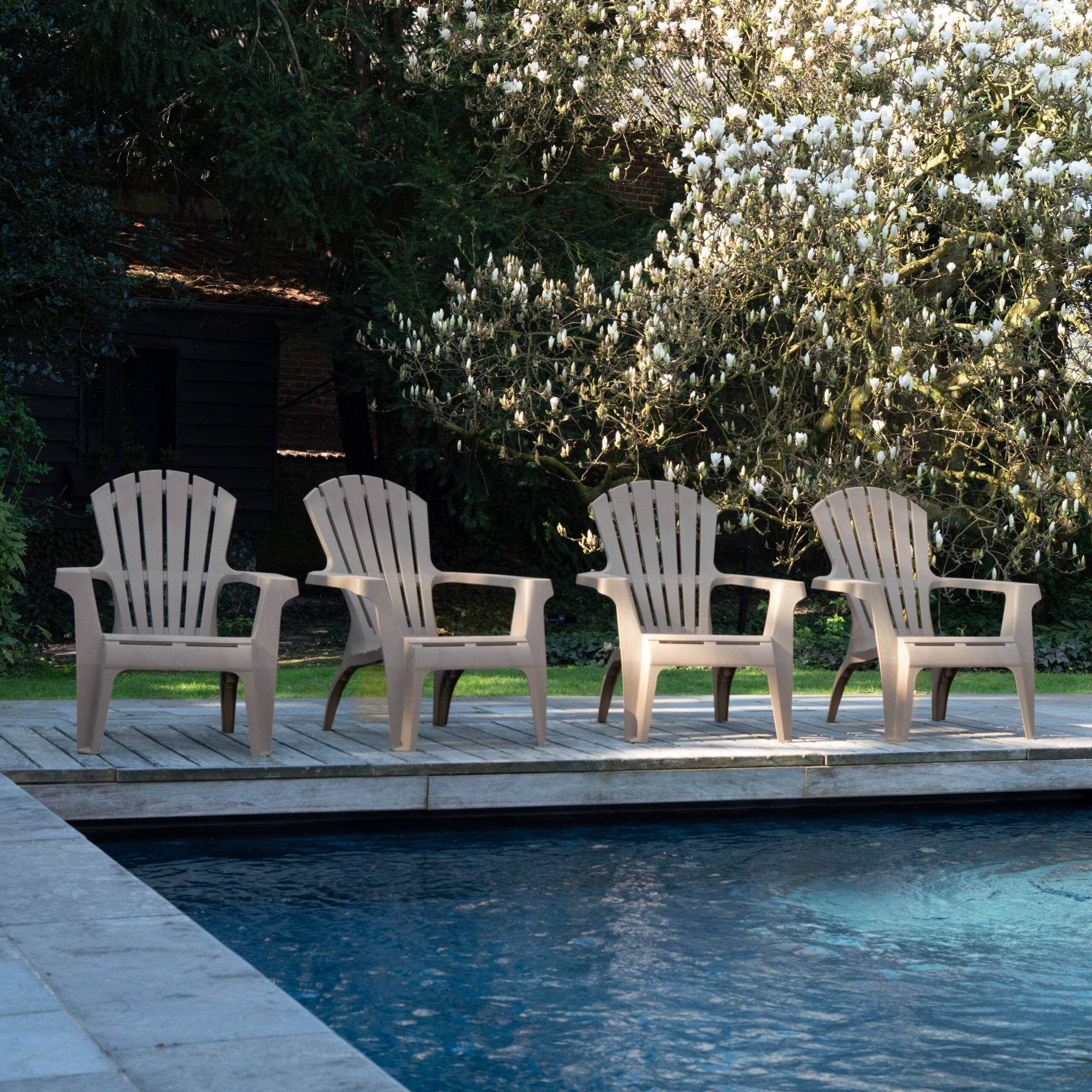 Wilsa Garden - Lot de 4 Fauteuils  Adirondack de jardin en résine empilables Taupe - Imagen 1
