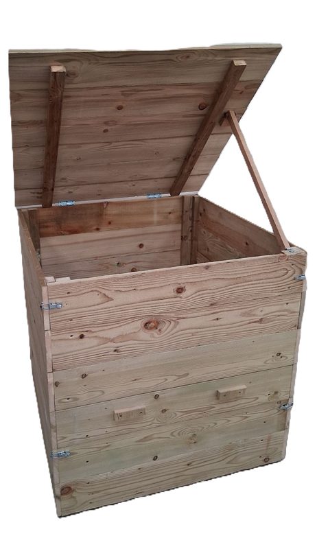 Composteur en bois 600 L – fabrication française. Montage sans outil en 10 min. Robuste et efficace avec grille anti-rongeur. - Image 1