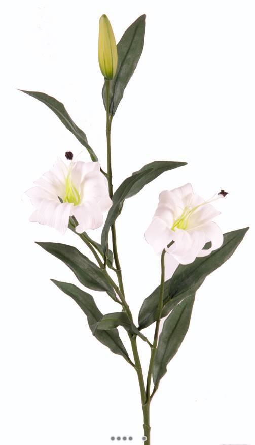Artificielles - Lys tigré artificiel touché réel H 83 cm 2 fleurs crème et 1 bouton - couleur: Crème - Imagen 1