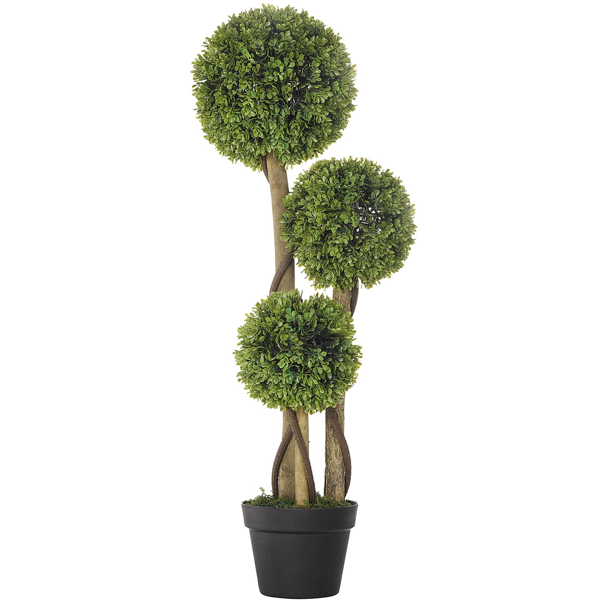 Buis artificiel 3 sphères, pot inclus, fond renforcé, hauteur 90cm - Image 1