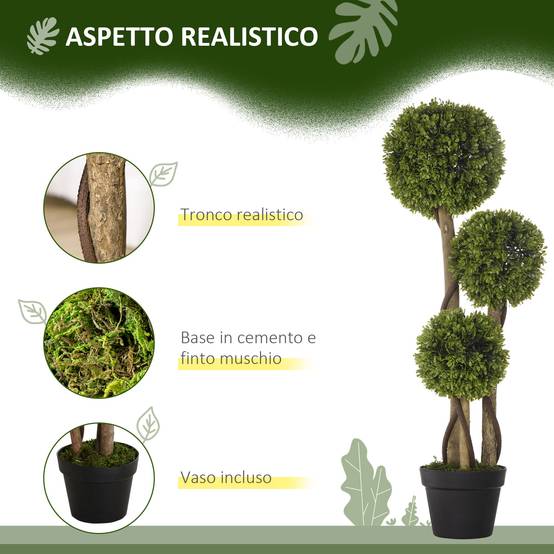 Buis artificiel 3 sphères, pot inclus, fond renforcé, hauteur 90cm - Image 6