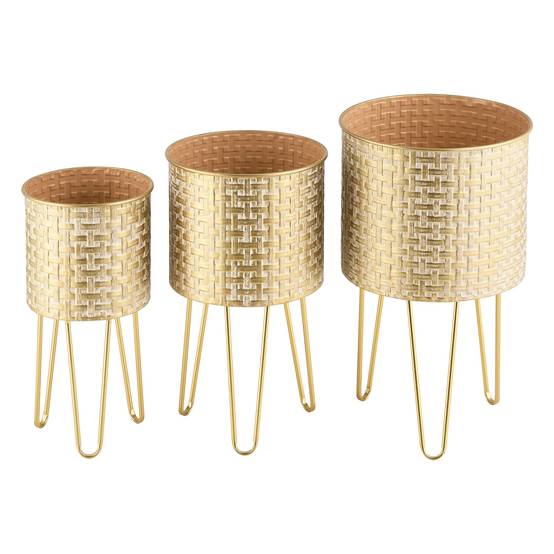 Lot de 3 supports de plante métal tailles différentes laiton - Image 1