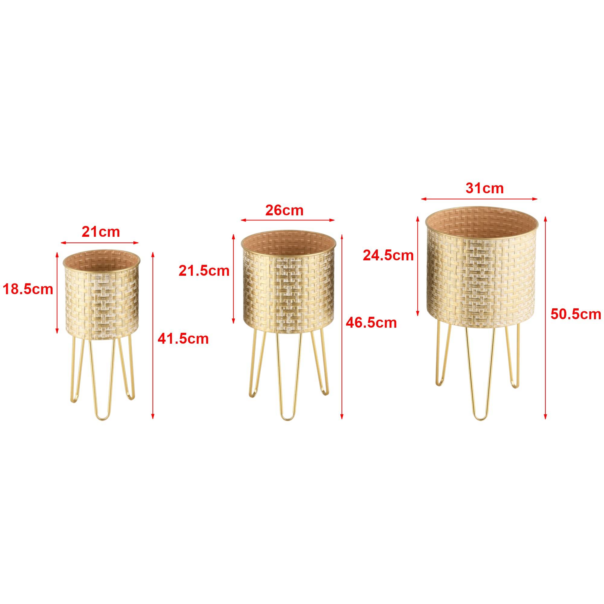 Lot de 3 supports de plante métal tailles différentes laiton - Image 2