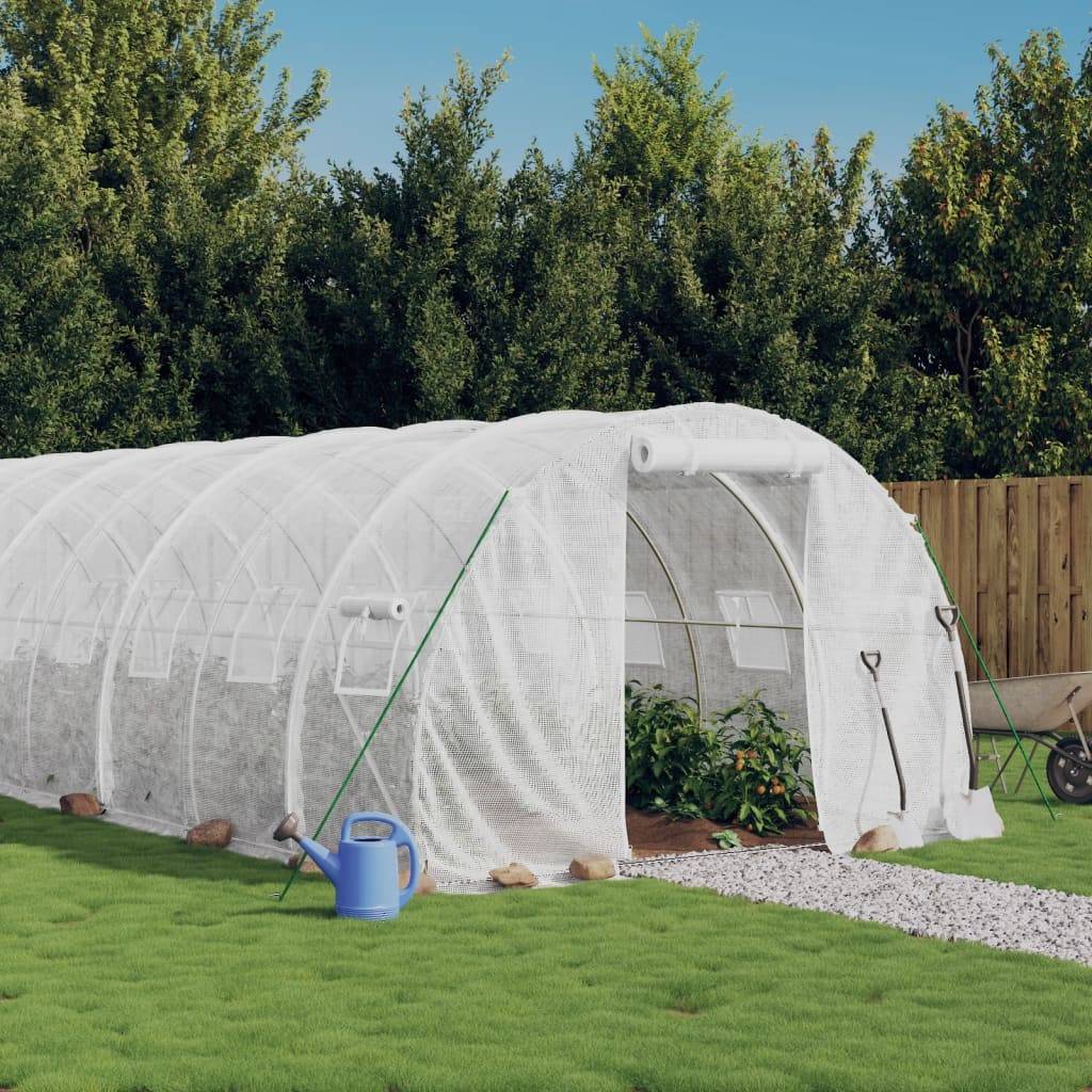 Serre de jardin 24m² - Serre de culture avec cadre en acier blanc 8x3x2 m MAISON CHIC - Image 1