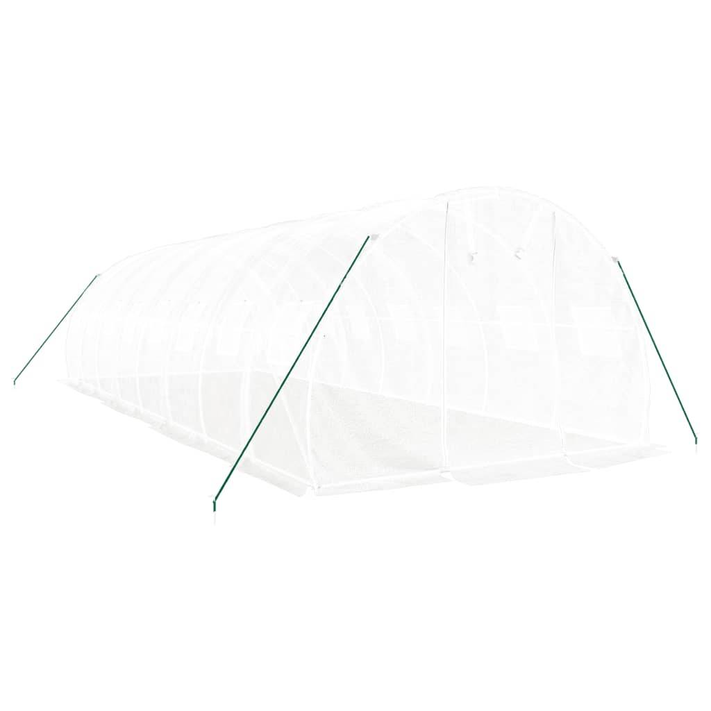 Serre de jardin 24m² - Serre de culture avec cadre en acier blanc 8x3x2 m MAISON CHIC - Image 3